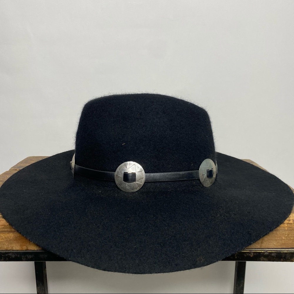 Forever 21 | Black Wool Concho Bead Fedora Western Hat
